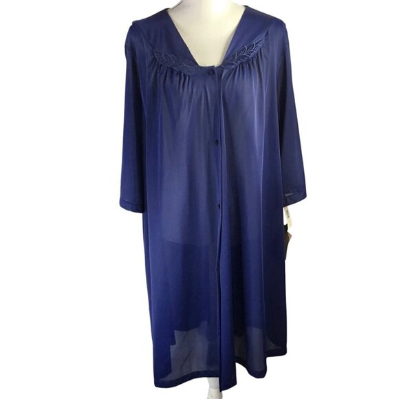 Vassarette Vintage Robe NWT Navy Blue Size XXXL 3XL Nylon USA Lightweight Gown - Picture 2 of 10